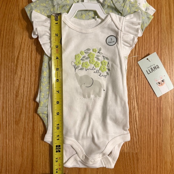 Laughing Llama Baby Girl Set Of 3 Coordinating Onesies - Picture 9 of 10